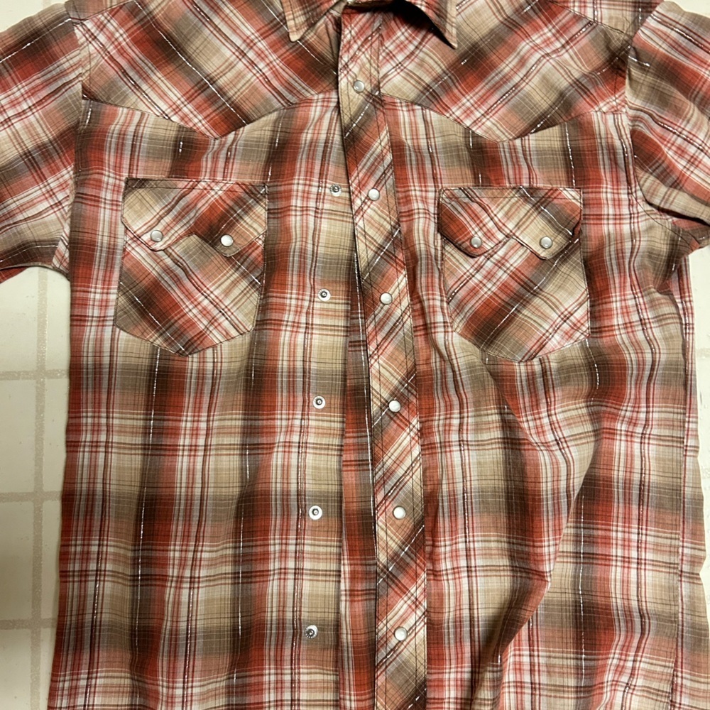 Rustler by Wrangler Men’s small pearl button up short sleeve - Picture 3 of 6